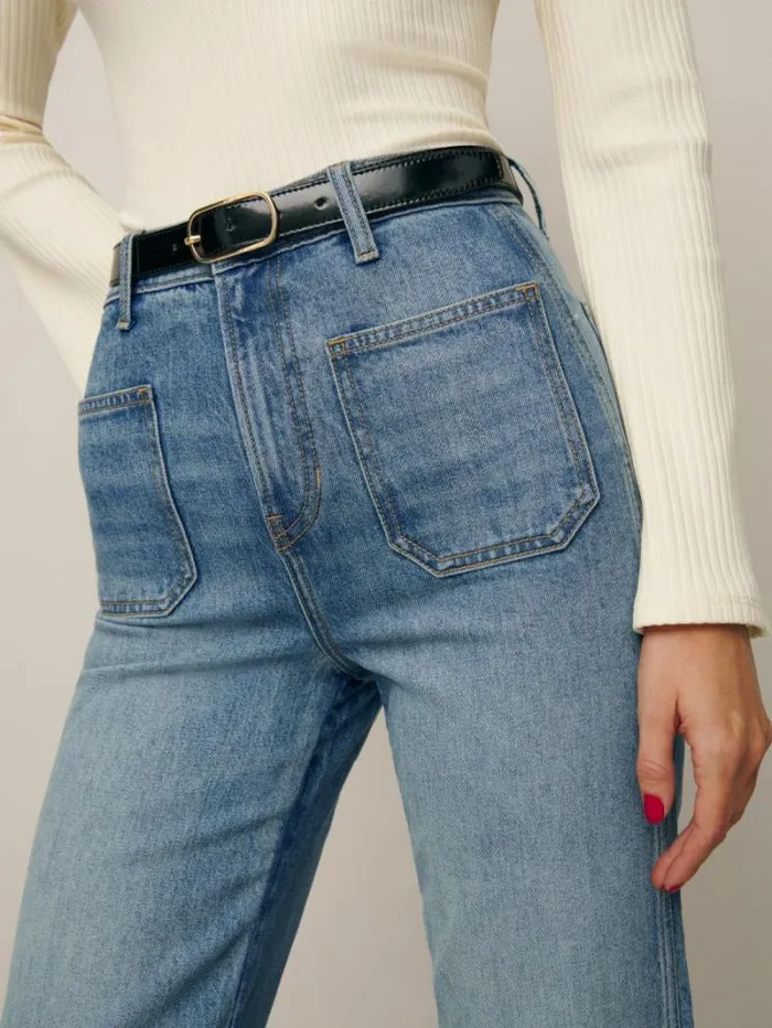 The Reformation Alyssa High Rise Wide Leg Long Jeans Merritt 8211 Clothing