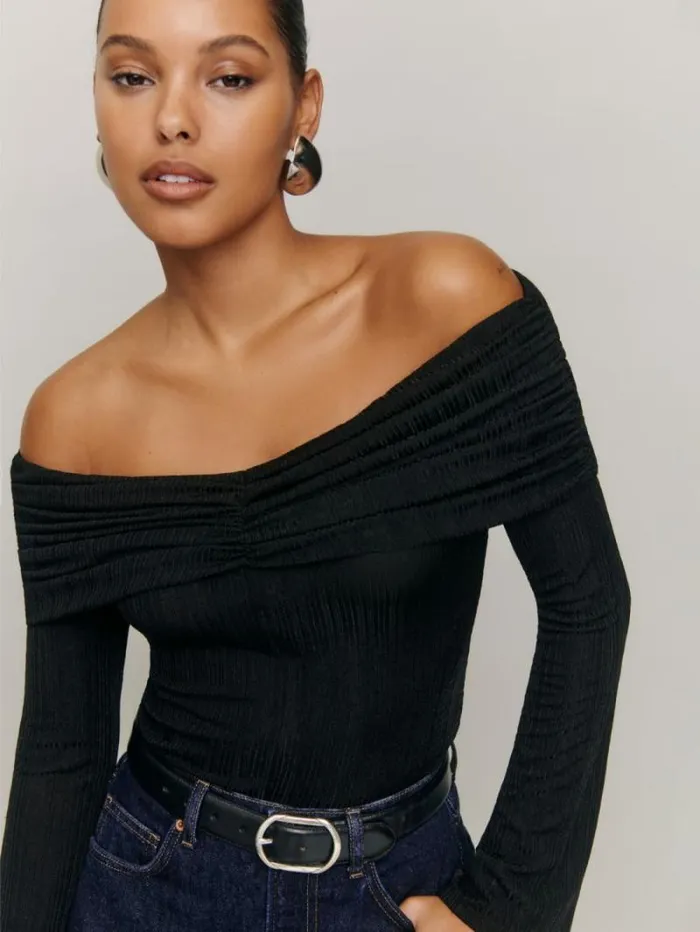 The Reformation Amabel Knit Top Black 8211 Clothing