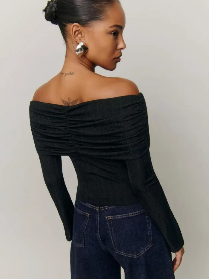 The Reformation Amabel Knit Top Black 8211 Clothing