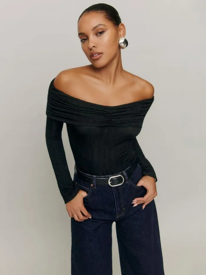 The Reformation Amabel Knit Top Black 8211 Clothing