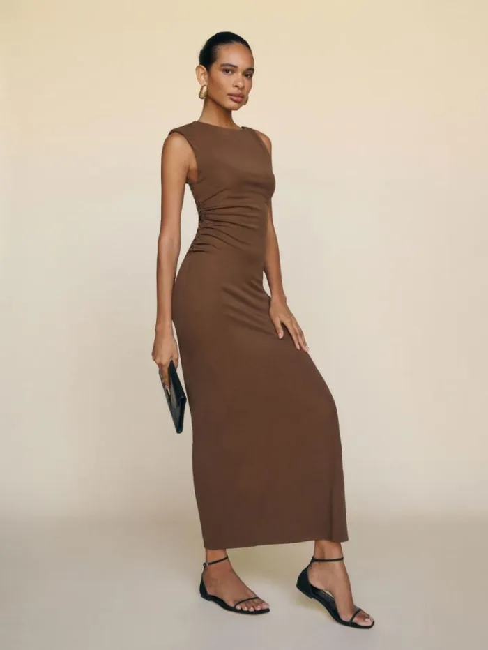 The Reformation Amara Knit Dress Timber 8211 Clothing