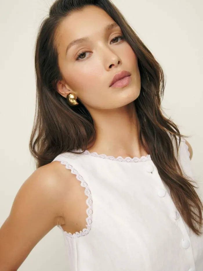 The Reformation Amela Linen Top White 8211 Clothing