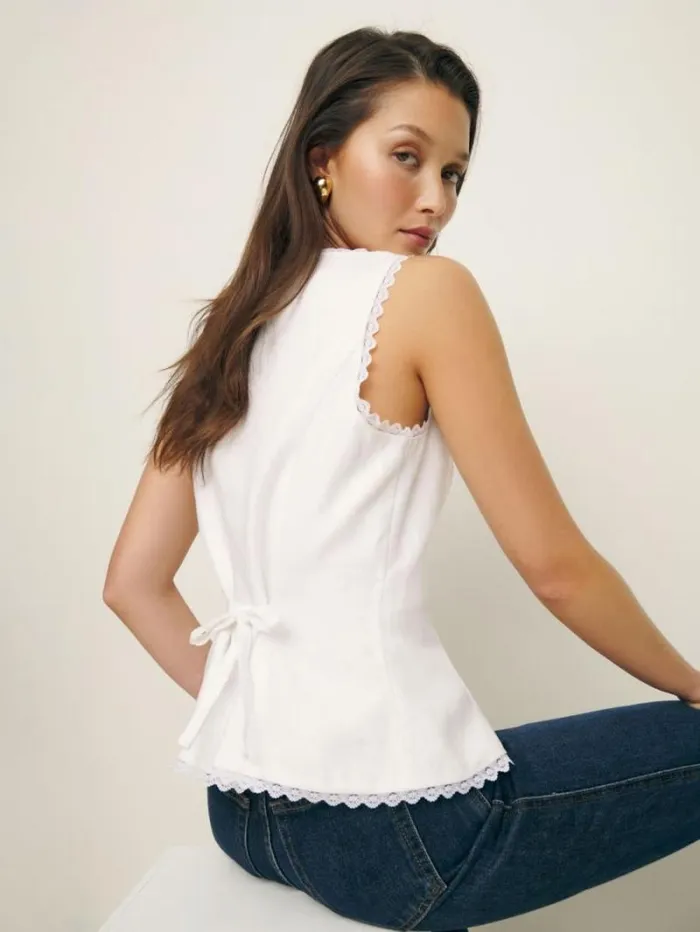 The Reformation Amela Linen Top White 8211 Clothing
