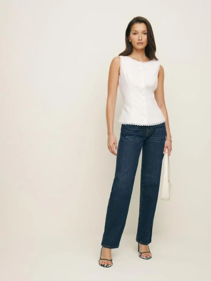 The Reformation Amela Linen Top White 8211 Clothing