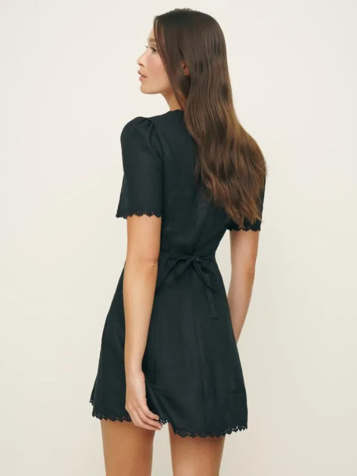 The Reformation Anabella Linen Dress Black 8211 Clothing