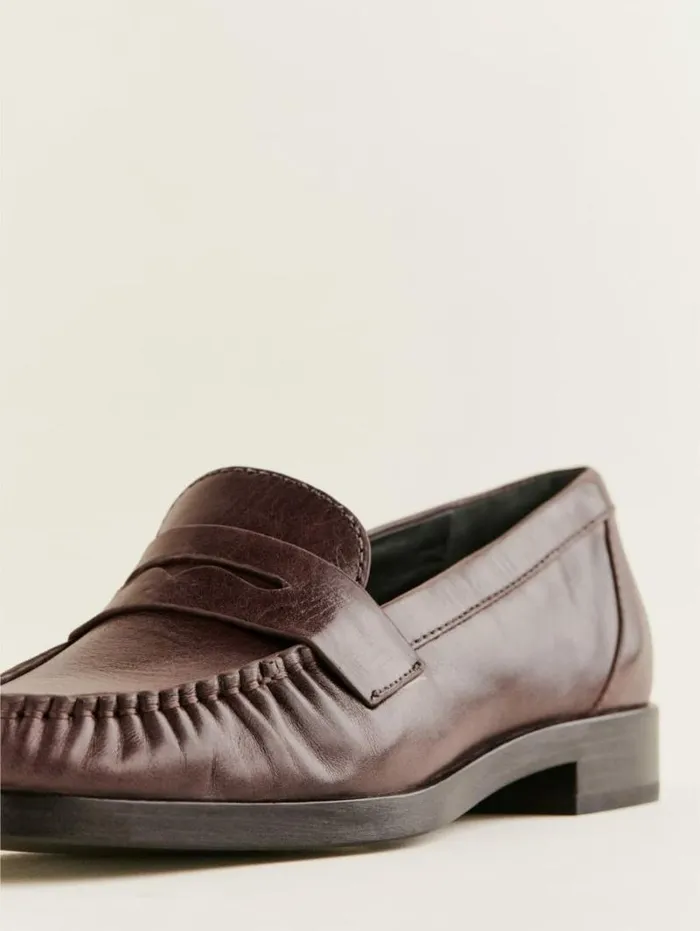 The Reformation Ani Ruched Loafer Espresso Leather 8211 Shoes