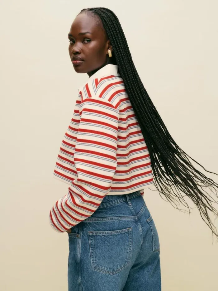 The Reformation Anna Rugby Shirt Red And Blue Stripe 8211 Clothing