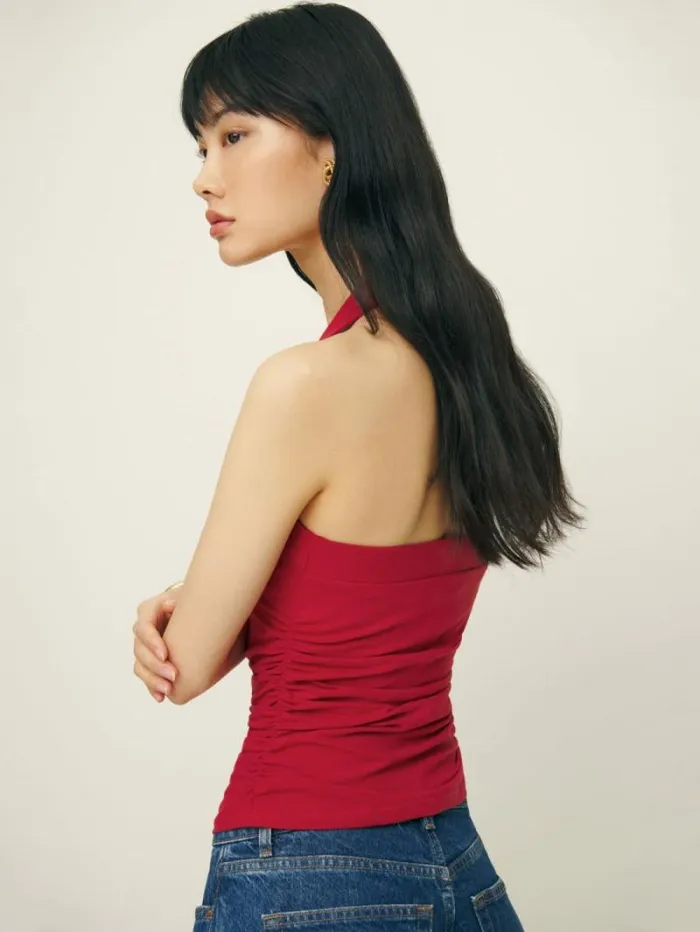 The Reformation Arwen Knit Top Lipstick 8211 Clothing