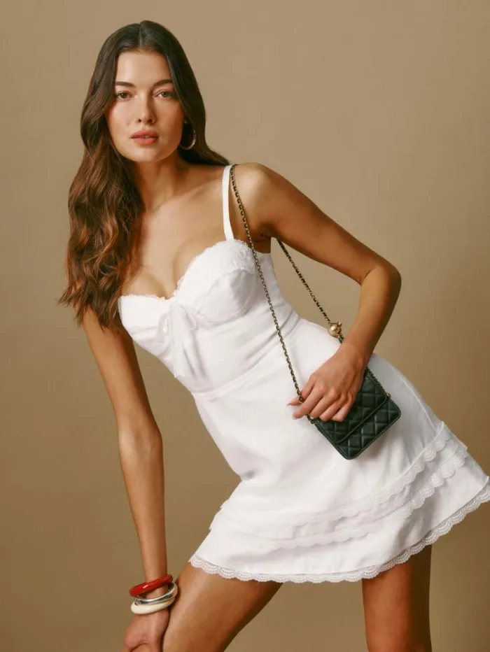 The Reformation Arya Linen Dress White 8211 Clothing