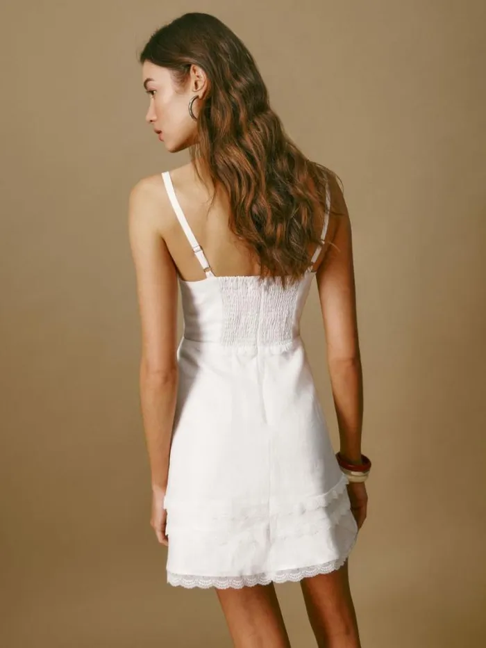 The Reformation Arya Linen Dress White 8211 Clothing