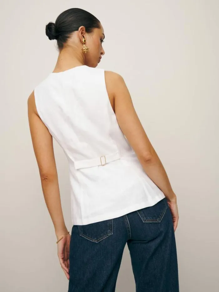 The Reformation Aspen Linen Top White 8211 Clothing