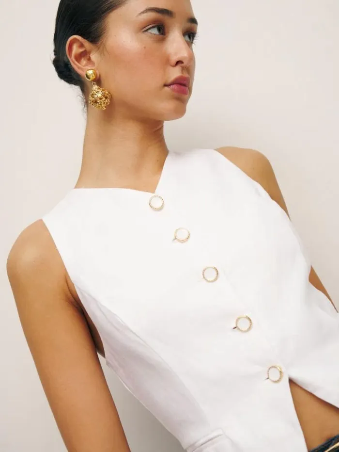 The Reformation Aspen Linen Top White 8211 Clothing