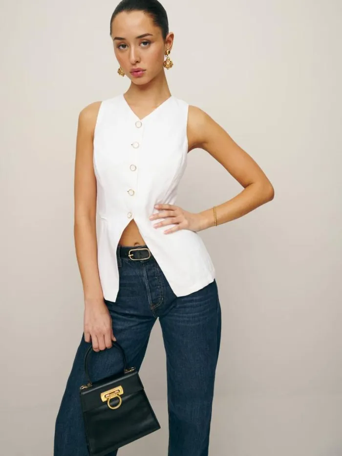 The Reformation Aspen Linen Top White 8211 Clothing