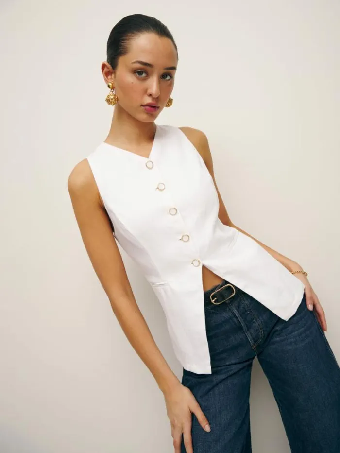 The Reformation Aspen Linen Top White 8211 Clothing