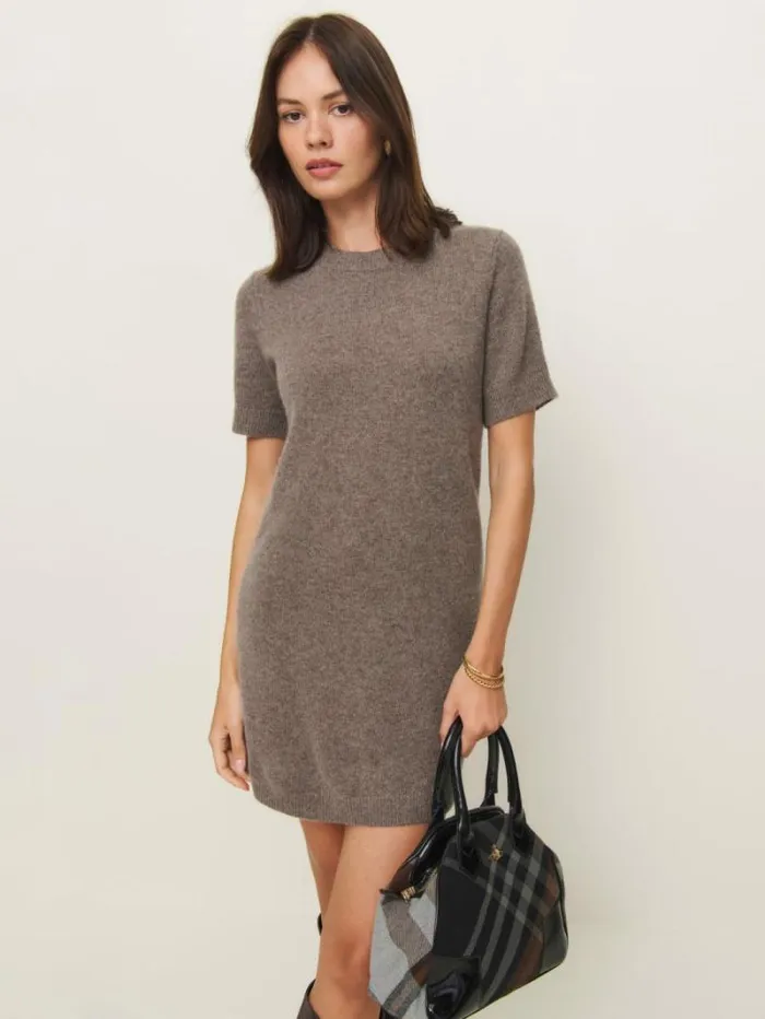 The Reformation Bell Cashmere Mini Dress Cocoa 8211 Clothing