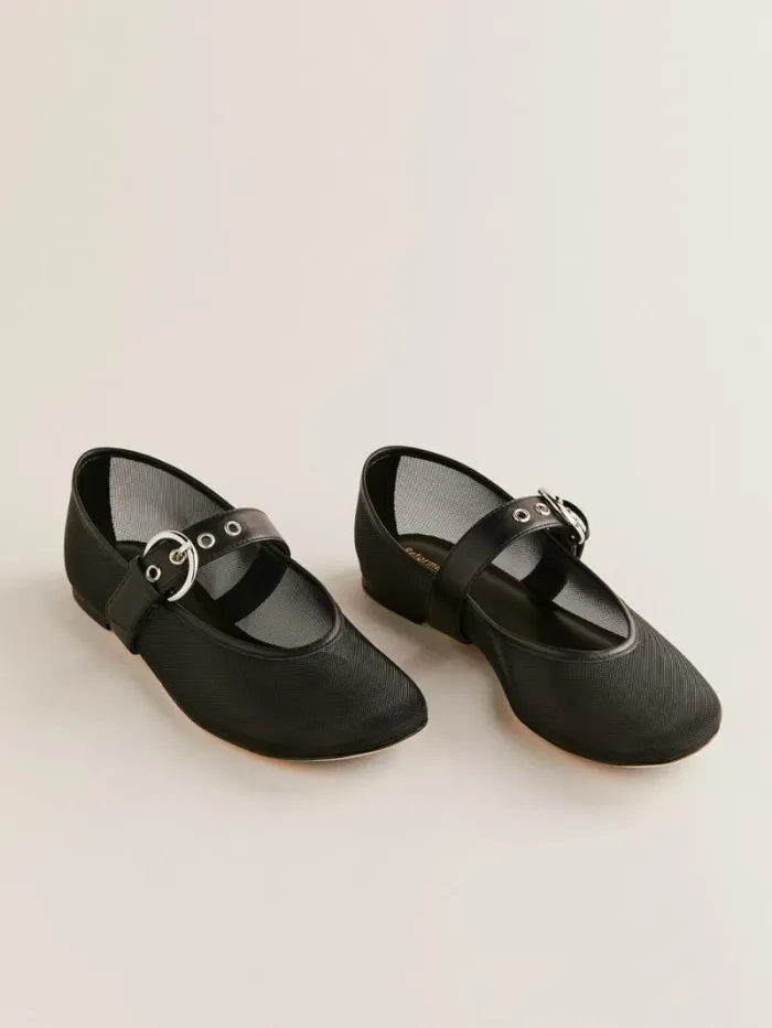 The Reformation Bethany Ballet Flat Black Mesh 8211 Shoes