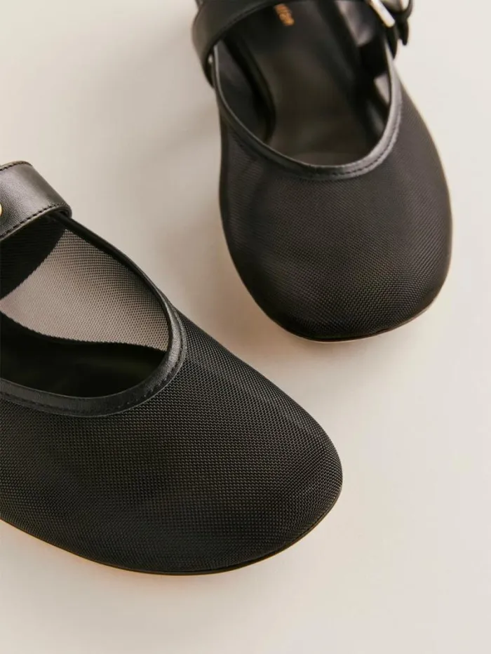 The Reformation Bethany Ballet Flat Black Mesh 8211 Shoes