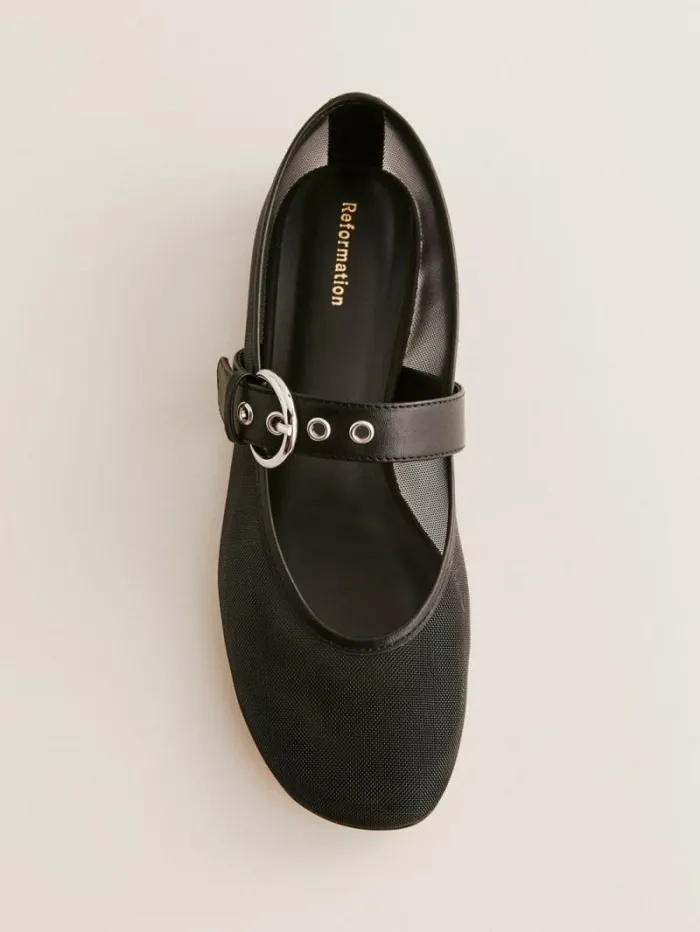 The Reformation Bethany Ballet Flat Black Mesh 8211 Shoes