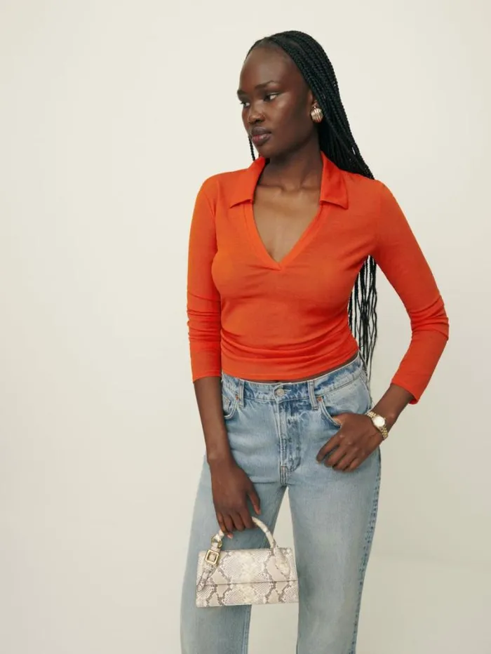 The Reformation Blaire Knit Top Paprika 8211 Clothing
