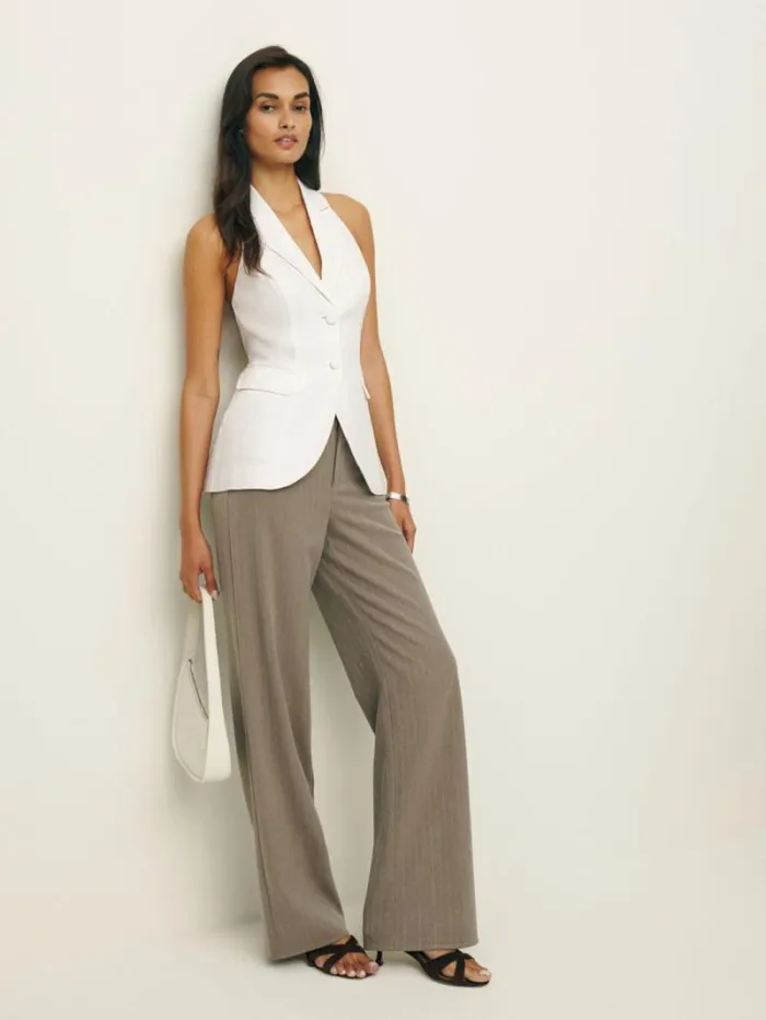 The Reformation Brennan Linen Vest White 8211 Clothing