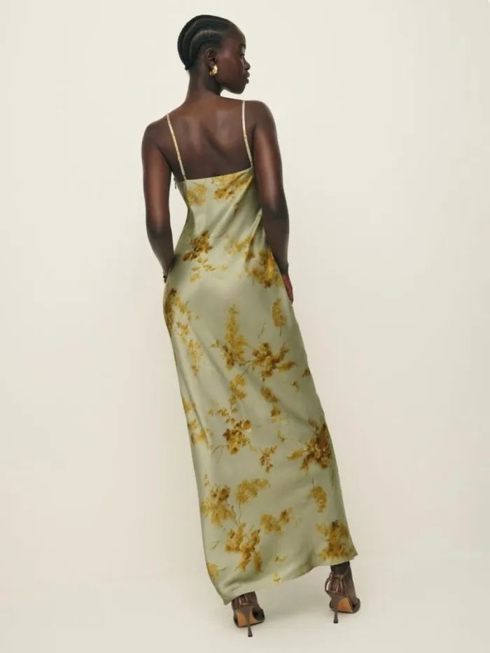 The Reformation Brie Silk Dress Golden Hour 8211 ClothingWeddings