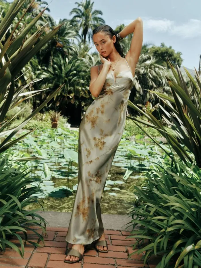 The Reformation Brie Silk Dress Golden Hour 8211 ClothingWeddings