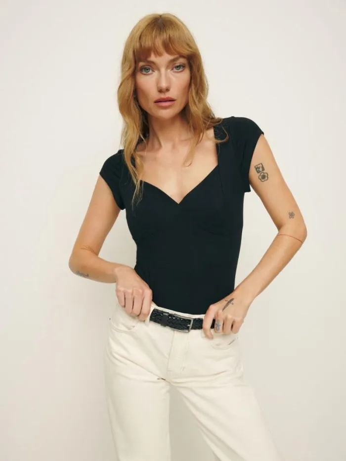 The Reformation Brielle Knit Top Black 8211 Clothing