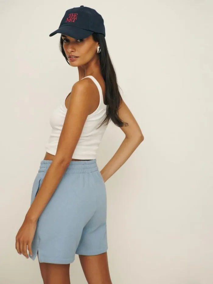 The Reformation Brooks Classic Sweat Short Dusty Blue 8211 Clothing