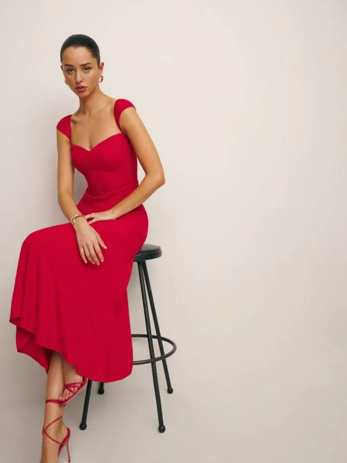 The Reformation Bryson Dress Cherry 8211 Clothing