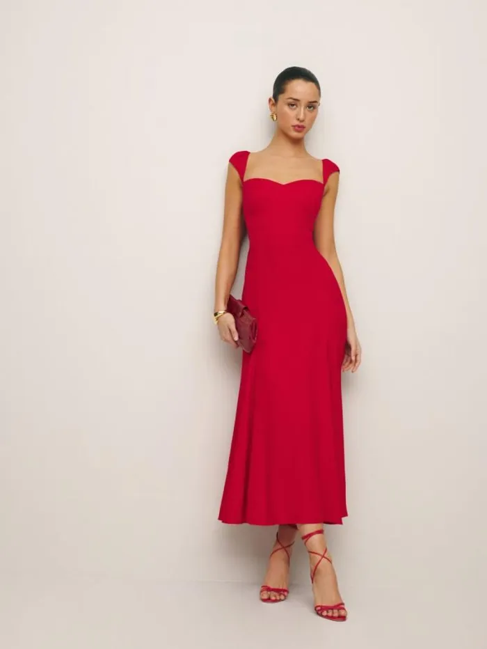 The Reformation Bryson Dress Cherry 8211 Clothing