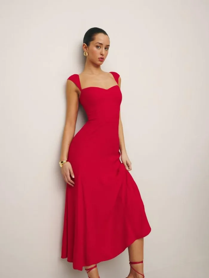 The Reformation Bryson Dress Cherry 8211 Clothing