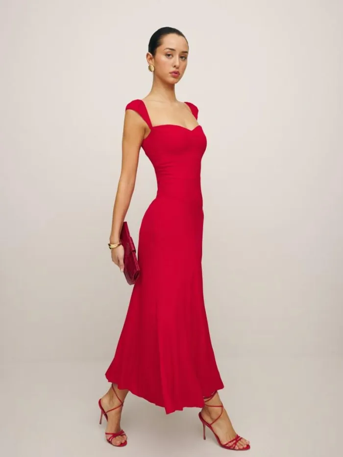 The Reformation Bryson Dress Cherry 8211 Clothing