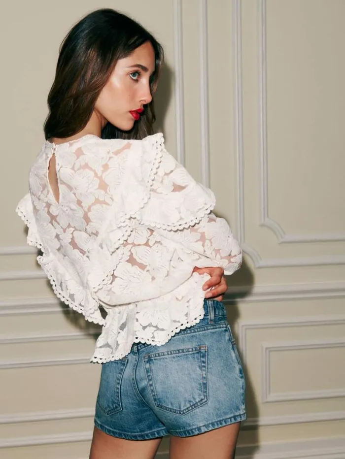 The Reformation Carlisle Top Ivory 8211 Clothing