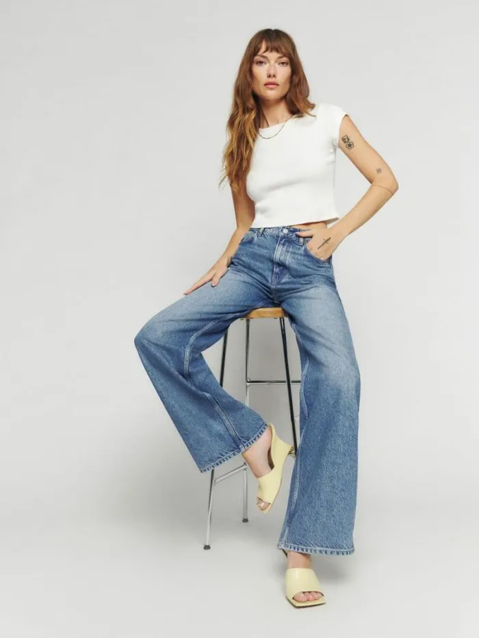 The Reformation Cary High Rise Slouchy Wide Leg Jeans Colorado 8211 Clothing