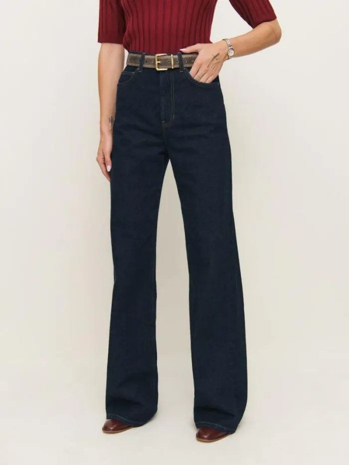 The Reformation Cary High Rise Slouchy Wide Leg Jeans Ondine 8211 Clothing