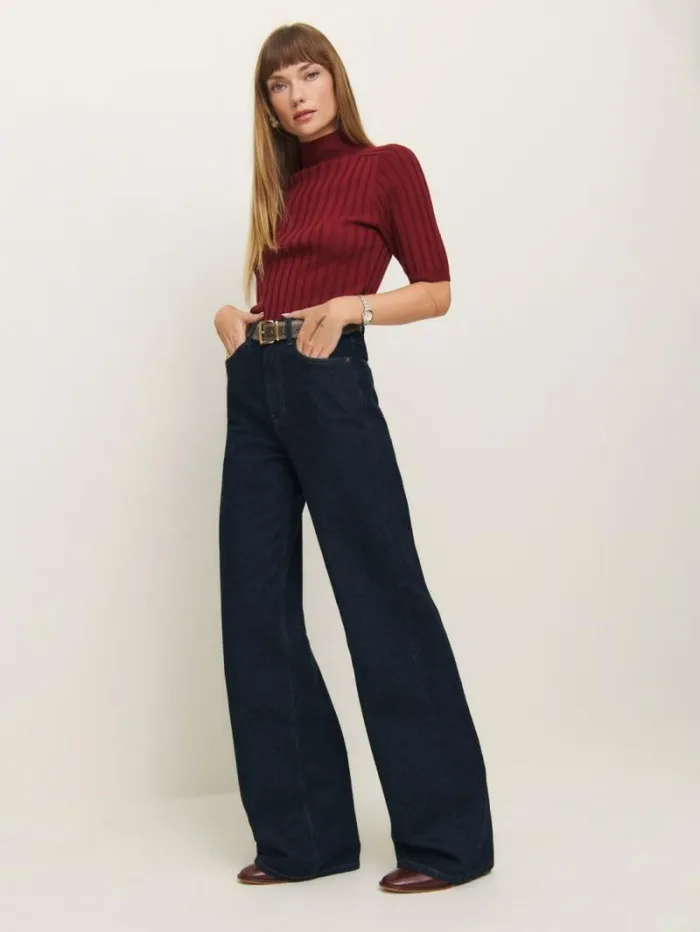 The Reformation Cary High Rise Slouchy Wide Leg Jeans Ondine 8211 Clothing