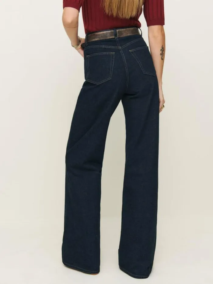 The Reformation Cary High Rise Slouchy Wide Leg Jeans Ondine 8211 Clothing
