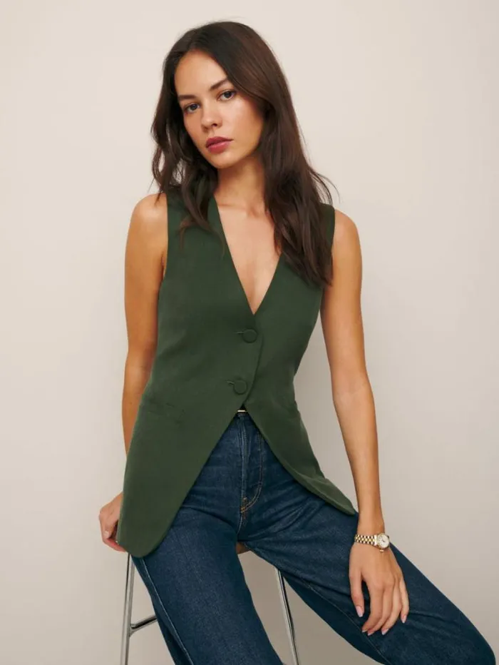 The Reformation Casey Vest Fern 8211 Clothing