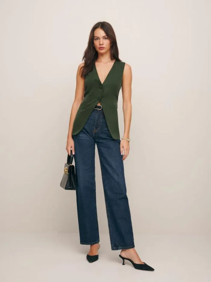 The Reformation Casey Vest Fern 8211 Clothing