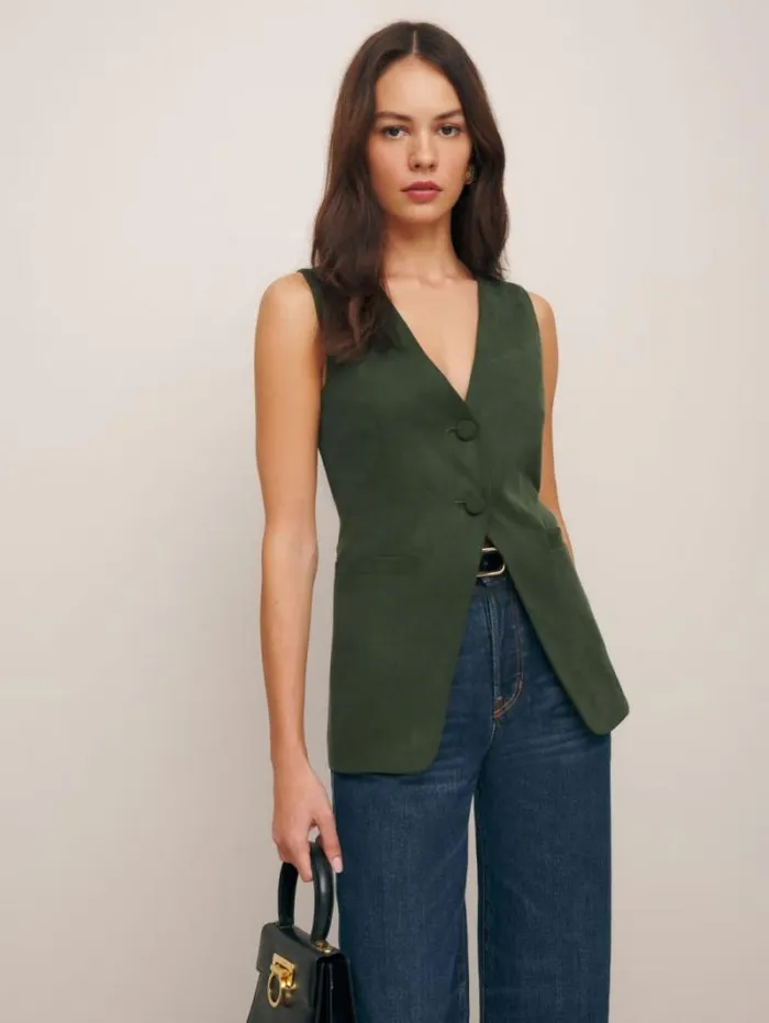 The Reformation Casey Vest Fern 8211 Clothing