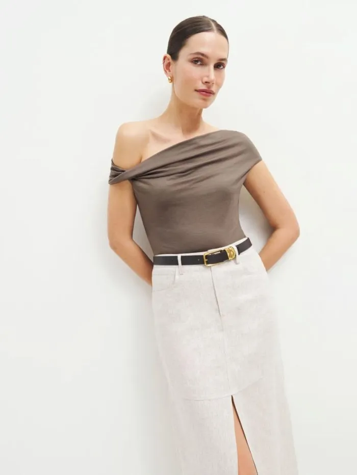 The Reformation Cello Knit Top Shitake 8211 Clothing