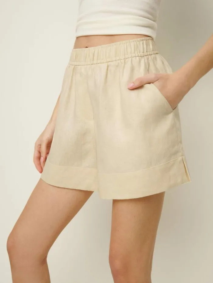 The Reformation Charlotte Linen Short Sugar 8211 Clothing