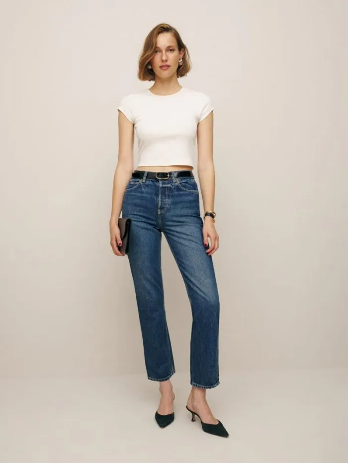 The Reformation Cynthia High Rise Straight Cropped Jeans Lanier 8211 Clothing