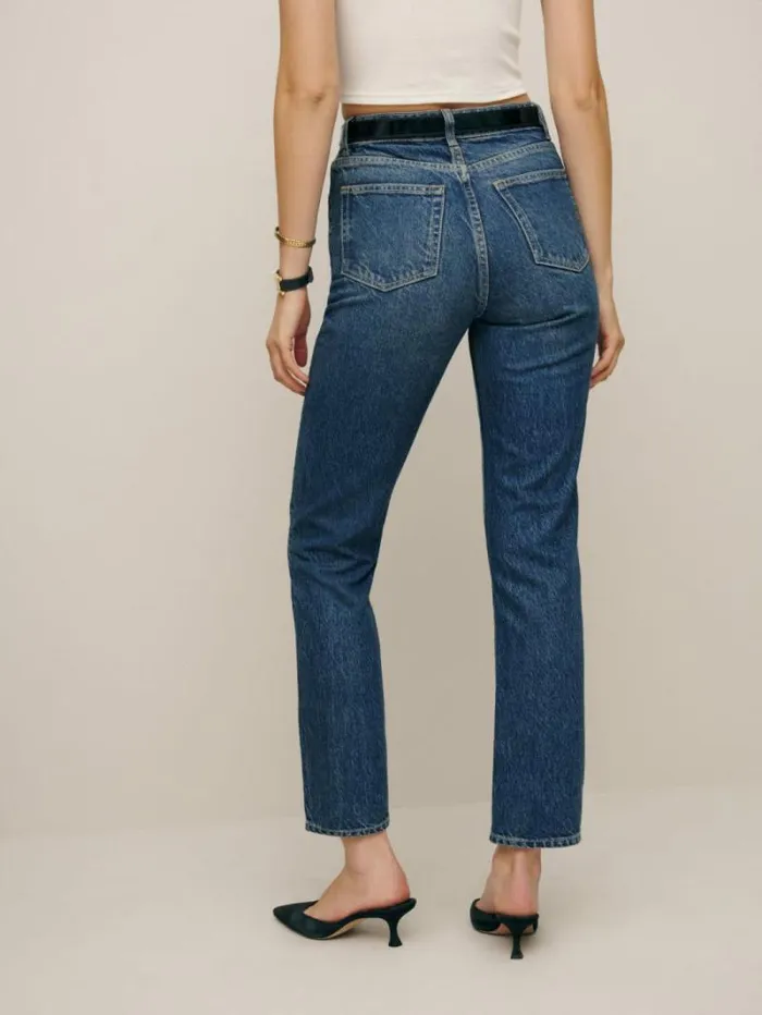The Reformation Cynthia High Rise Straight Cropped Jeans Lanier 8211 Clothing