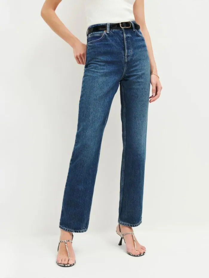 The Reformation Cynthia High Rise Straight Jeans Lanier 8211 Clothing
