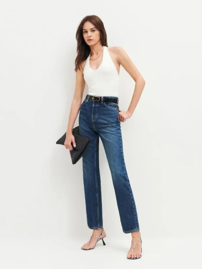 The Reformation Cynthia High Rise Straight Jeans Lanier 8211 Clothing