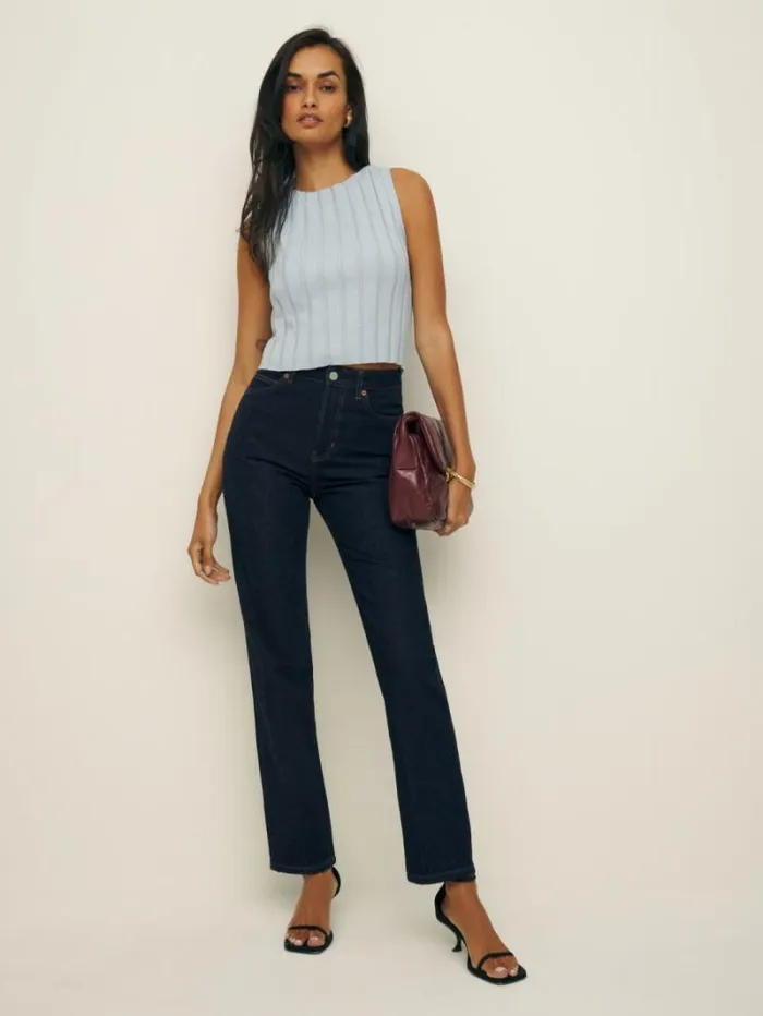The Reformation Cynthia High Rise Straight Jeans Ondine 8211 Clothing