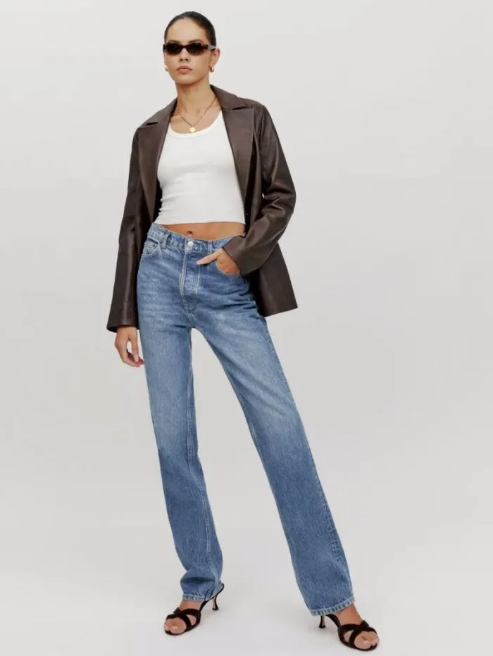 The Reformation Cynthia High Rise Straight Long Jeans Colorado 8211 Clothing