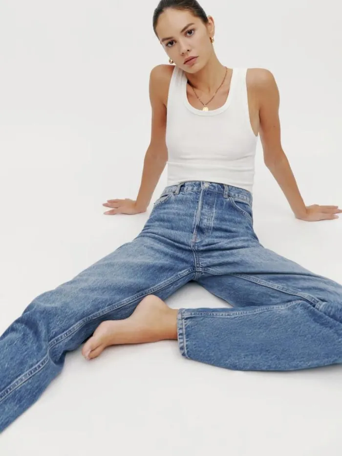 The Reformation Cynthia High Rise Straight Long Jeans Colorado 8211 Clothing