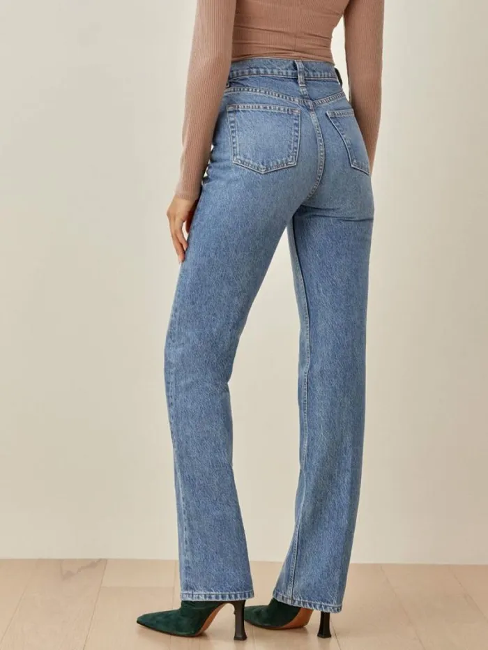 The Reformation Cynthia High Rise Straight Long Jeans Colorado 8211 Clothing